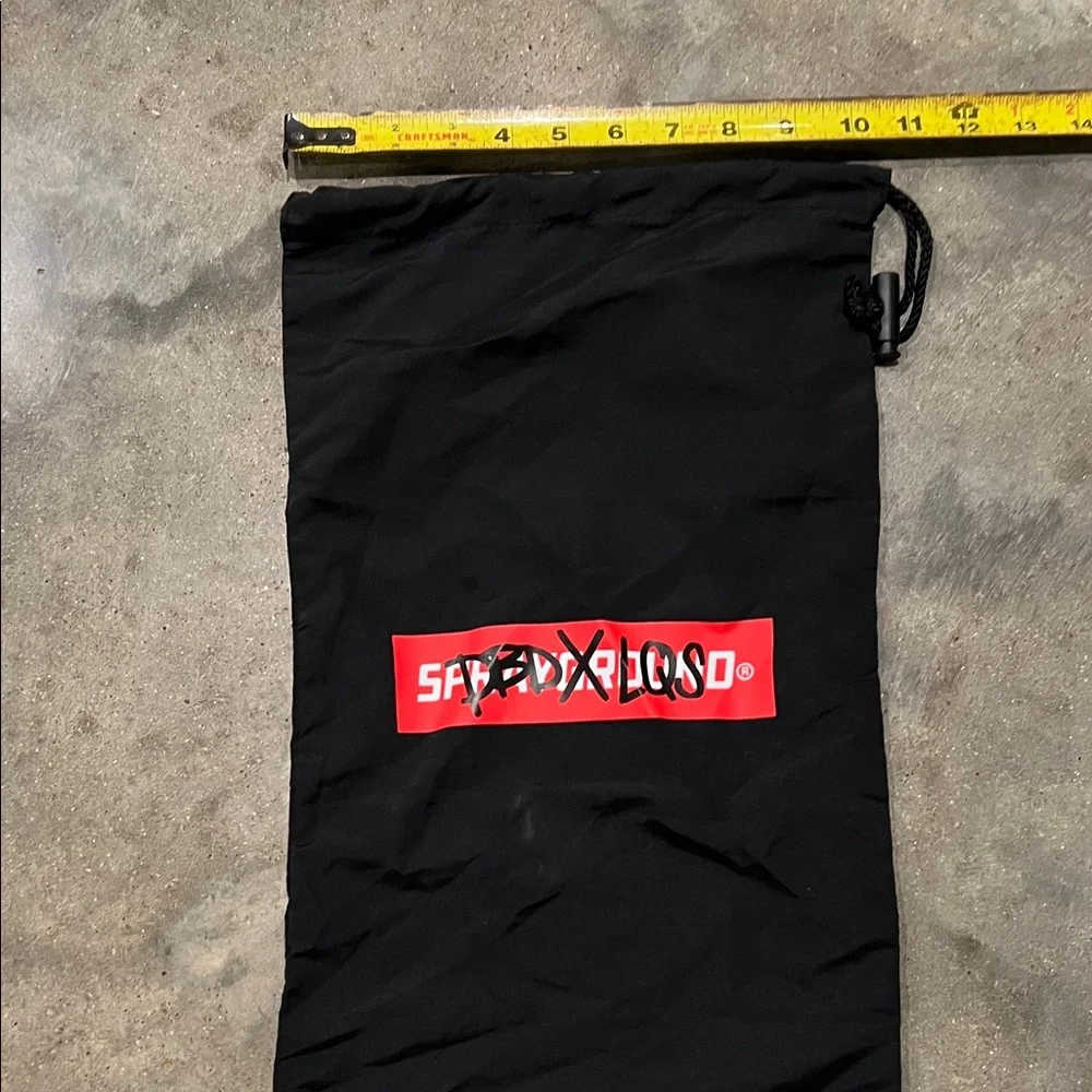 Authentic Sprayground DBD X LQS black Drawstring Dust Bag with Red Logo
